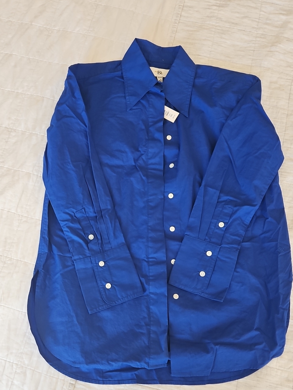 Banana Republic Womens  Royal Blue Button-Up Dress Shirt xxs Petitie